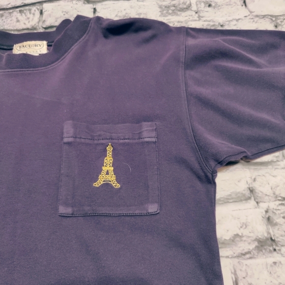 Paris 80/90 polo tee shirt vintage Eiffel Tower distressed embroidery oversized - Picture 1 of 8